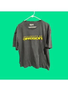 Men’s University of Oregon Duck Gear Black T‑Shirt 2XL Cotton Logo Tee